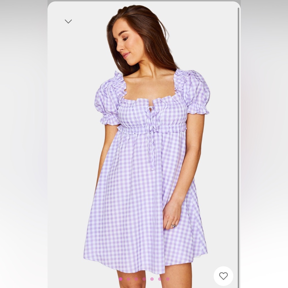 Buddy Love Jac Puff Sleeve Purple Gingham Dress